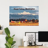 Poster de voyage de Skagit Valley WA Farm Mount Ba (Bureau à domicile)