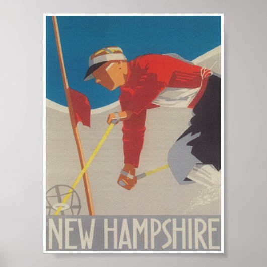 Poster de voyage de ski Vintage New Hampshire (Devant)