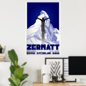 poster de voyage de ski Zermatt (Bureau à domicile)