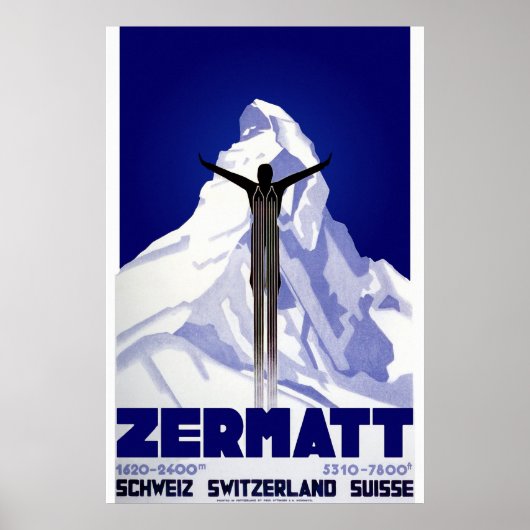 poster de voyage de ski Zermatt (Devant)