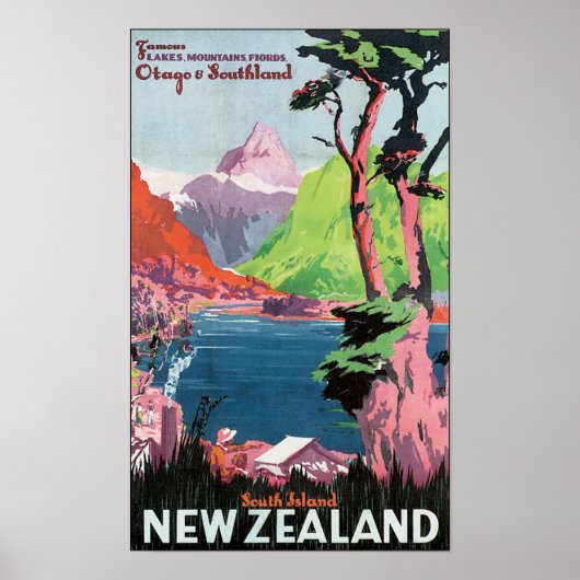 Poster de voyage de South Island Nouvelle-Zélande (Devant)