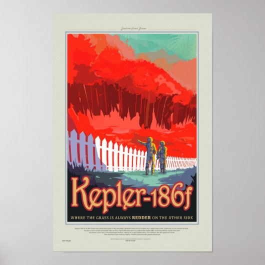 Poster de voyage de style rétro NASA - Kepler 186f (Devant)