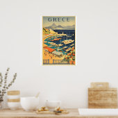 poster de voyage d'époque en Grèce. (Cuisine)