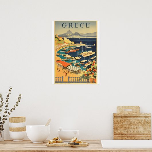 poster de voyage d'époque en Grèce. (Cuisine)