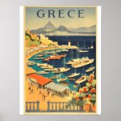 poster de voyage d'époque en Grèce. (Devant)