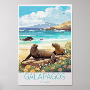Poster de voyage des îles Galapagos