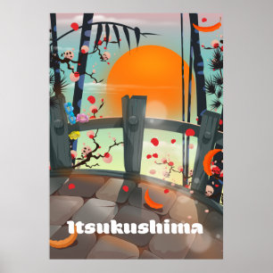 poster de voyage d'Itsukushima Japon