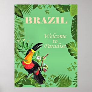 Poster de voyage du Brésil, Toucan,