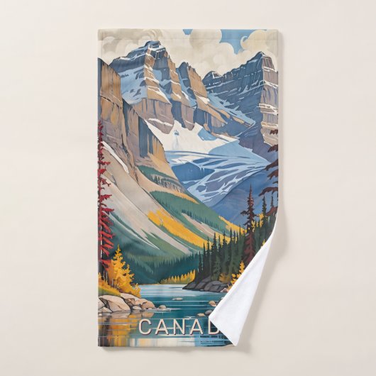 Poster de voyage du Canada texte personnalisé (Serviette à main)