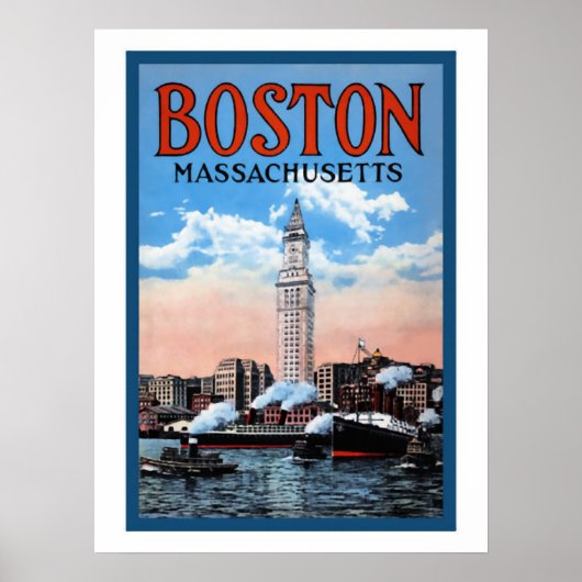 Poster de voyage du Massachusetts vintage Boston H (Devant)