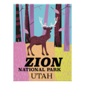 Poster de voyage du parc national de Zion Utah. (Devant)