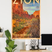 Poster de voyage du parc national vintage Zion (Bureau à domicile)