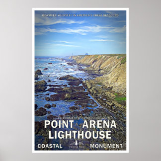 Poster de voyage du phare de Point Arena 02