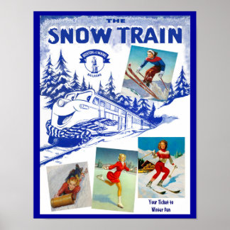 Poster de voyage du train de neige Boston & Maine