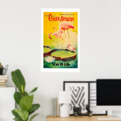 Poster de voyage en Flamant rose rose et jaune vin (Bureau à domicile)