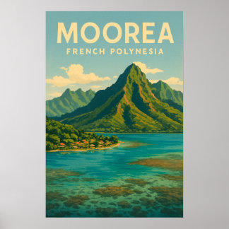 Poster de voyage en Polynésie française - Retro Mo