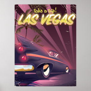 poster de voyage en voiture Las Vegas Classic