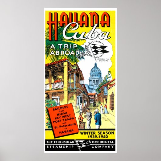 Poster de voyage Havana Cuba vintage (Devant)