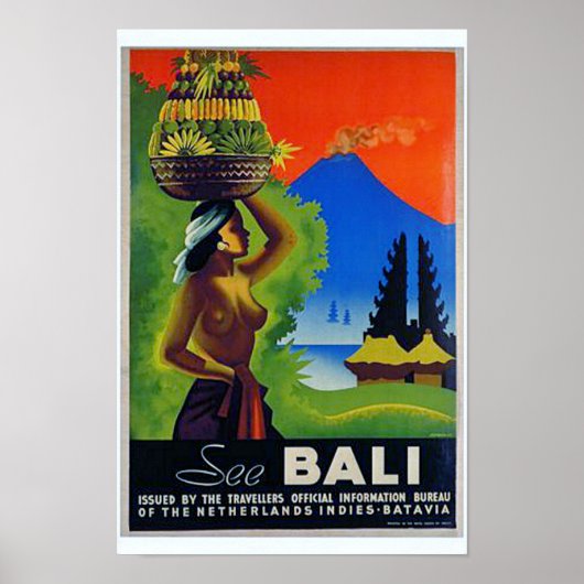 Poster de voyage Indonésie vintage Bali (Devant)