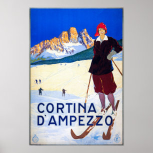 Poster de voyage Italie vintage Cortina d'Ampezz