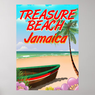 Poster de voyage Jamaïque sur la plage au trésor