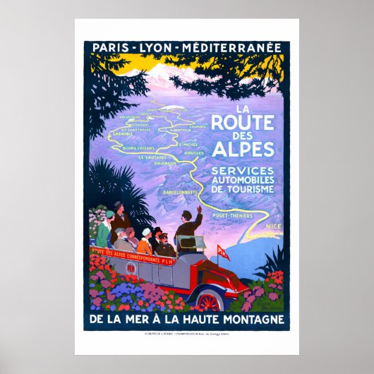 Poster de voyage La Route des Alpes (années 1920) (Devant)