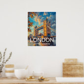 Poster de voyage London England Tower Bridge (Cuisine)