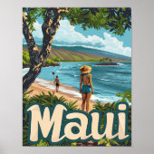 Poster de voyage Maui Hawaii Poster d'art Imprimer (Devant)
