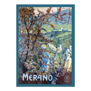 Poster de voyage Merano Italie vintage