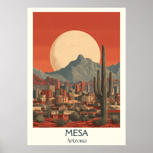 Poster de voyage Mesa Arizona Retro | Désert vinta (Devant)