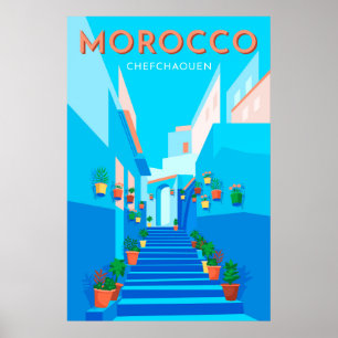 Poster de voyage moderne Chefchaouen Maroc