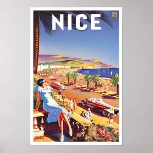 Poster de voyage Nice France vintage
