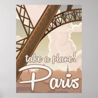 poster de voyage Paris Cartoon vintage