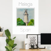 Poster de voyage pour Malaga Espagne (Bureau à domicile)