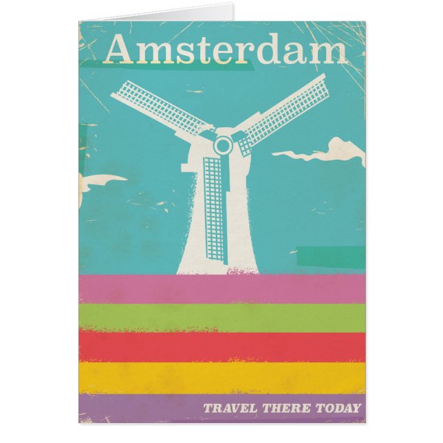poster de voyage rétro d'Amsterdam (Devant)