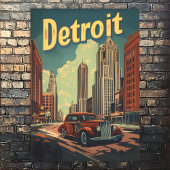 Poster de voyage Retro Detroit Michigan
