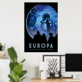 Poster de voyage Retro Space - Jupiter's Moon Euro (Bureau à domicile)
