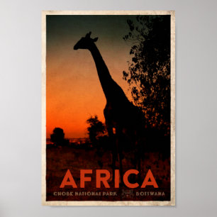 Poster de voyage Safari Afrique vintage