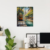 Poster de voyage San Antonio Texas (Bureau à domicile)