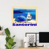 Poster de voyage Santorini Greese (Bureau à domicile)