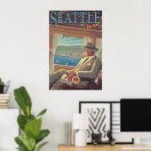 Poster de voyage Seattle By Air - Washington (Bureau à domicile)