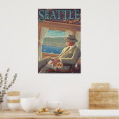 Poster de voyage Seattle By Air - Washington (Cuisine)