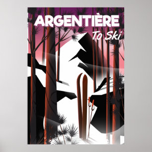 poster de voyage ski d'Argentière, France