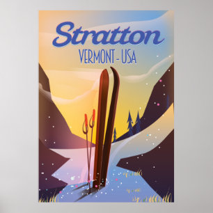 poster de voyage ski Stratton Vermont