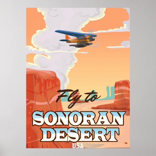 Poster de voyage Sonoran Desert Cartoon. (Devant)