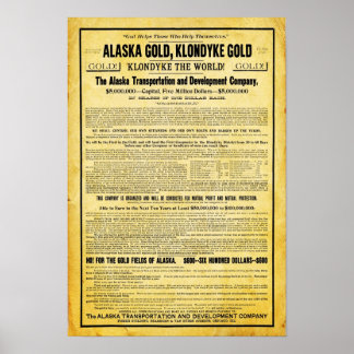 Poster de voyage vintage Alaskan Klondike Gold Rus