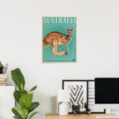 Poster de voyage vintage Australian Kangaroo (Bureau à domicile)