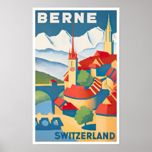 Poster de voyage vintage Berne Suisse (Devant)