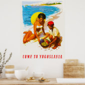 Poster de voyage vintage Come to Yougoslavie (Cuisine)