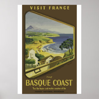 Poster de voyage vintage Côte Basque France